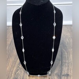 Carolee elegant Silver Necklace with Clear crystal rhinestone Accents